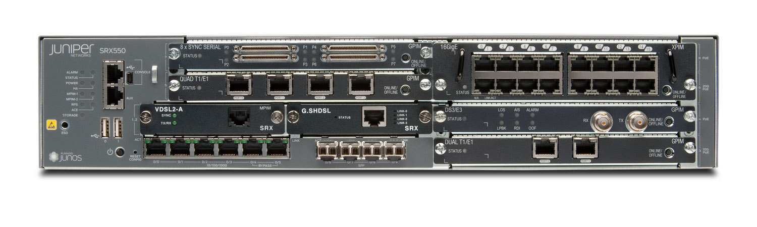 SRX550 Services Gateway, Secure services gateway for midsized-to-large branch locations.